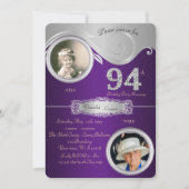 94th, Birthday Man 94th, elegant art deco, paars Kaart (Voorkant)