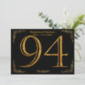 94th Birthday party, Gatsby styl, zwarte goudglitt Kaart (Staand voorkant)