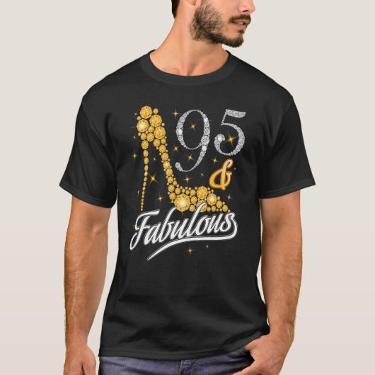 95 en Fabulous Diamond High Heels Happy 95th Birt T-shirt (Voorkant)
