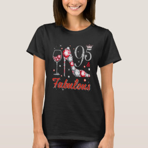 95 en Fabulous Diamond High Heels Happy 95th Birt T-shirt