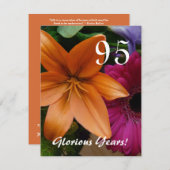 95 Glorious Years!-Birthday Party/Oranje Lily Kaart (Voorkant / Achterkant)