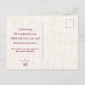 95 jaar Bloemen Bloemlinnen 95ste verjaardag Aankondigingskaart (Achterkant)