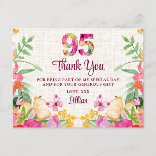 95 Jaar Bloemen Bloemlinnen 95ste Verjaardag Bedan Briefkaart