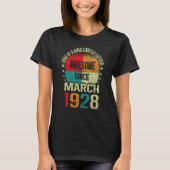 95 jaar Geweldige sinds maart 1928  95e geboorte T-shirt (Voorkant)