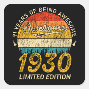 95 jaar oude Bday Retro Geweldige 95ste verjaardag Vierkante Sticker