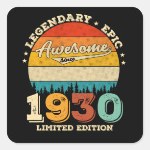 95 jaar oude Bday Retro Geweldige 95ste verjaardag Vierkante Sticker