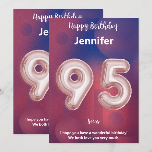 95-jarige Happy Birthday-kaart (Voorkant / Achterkant)