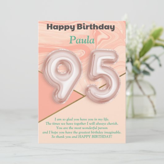 95-jarige meisjes Happy Birthday-kaart (Staand voorkant)