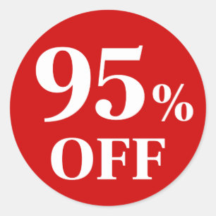 95% korting Rood Achtergrond Klassieke Ronde Stick Sticker