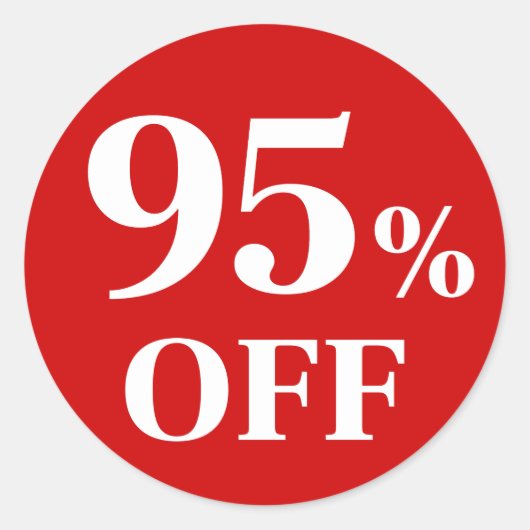 95% korting Rood Achtergrond Klassieke Ronde Stick Sticker (Voorkant)