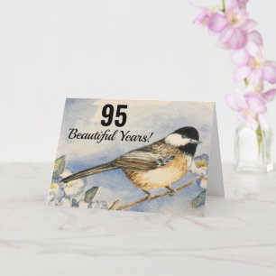 95 prachtige jaren 'Chickadee Flowers Birthday' Kaart