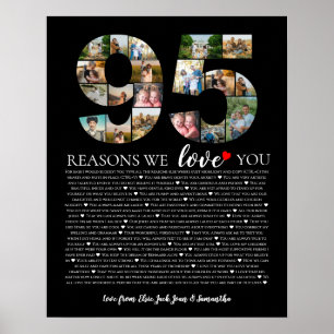 95 Redenen dat we van je houden Foto Collage verja Poster