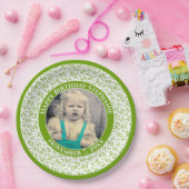 95 Uw foto Willekeurige nummer Patroon Groen/Wit Papieren Bordje (Feest)