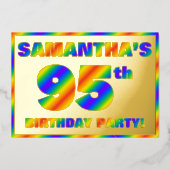 95e Birthday Party - Fun, regenboogspectrum "95" Folie Uitnodiging (Voorkant)