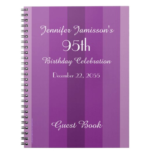 95e Birthday Party Guest Book Paars Notitieboek (Voorkant)