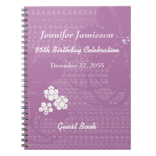95e Birthday Party Guest Book Paars White Floral Notitieboek