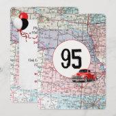 95e 'Birthday Party Red Retro Truck' Kaart (Voorkant / Achterkant)