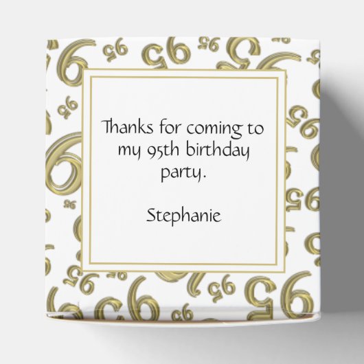 95e Dank u, gouden/witte nummerpatroon Bedankdoosjes (Bovenkant)