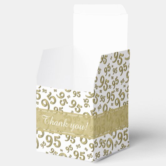 95e Dank u, gouden/witte nummerpatroon Bedankdoosjes (Geopend)