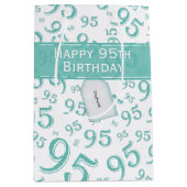 95e Happy Birthday Blauwgroen Random Number Patter Medium Cadeauzakje (Voorkant)