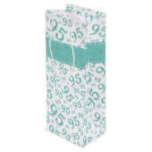 95e Happy Birthday Blauwgroen Random Number Patter Wijn Cadeautas (Achterkant Gekanteld)