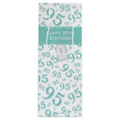 95e Happy Birthday Blauwgroen Random Number Patter Wijn Cadeautas (Voorkant)