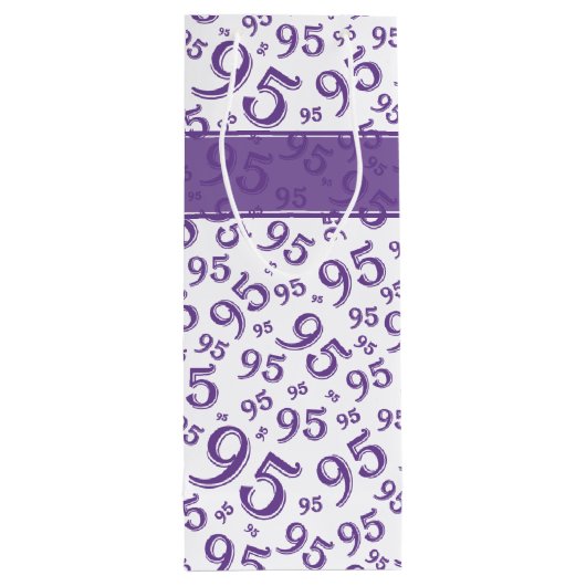 95e Happy Birthday Paars Random Number Pattern Wijn Cadeautas (Achterkant)
