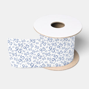 95e Modern Willekeurig Getallenpatroon Blauw/Wit Satijnen Lint