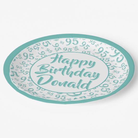 95e Partij Willekeurige Getal Patroon Blauwgroen/W Papieren Bordje (Gekanteld)