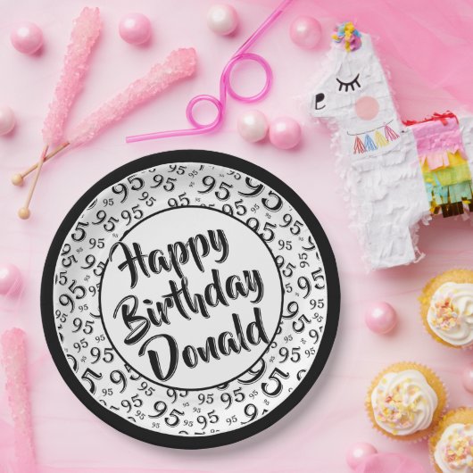 95e Partij Willekeurige Nummer Patroon Zwart/Wit Papieren Bordje (Feest)