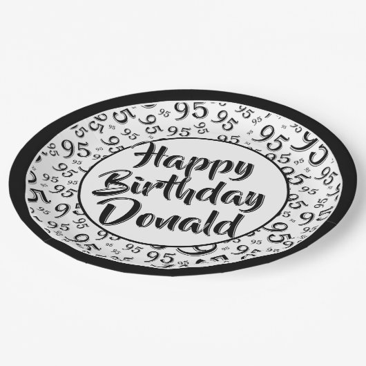 95e Partij Willekeurige Nummer Patroon Zwart/Wit Papieren Bordje (Gekanteld)