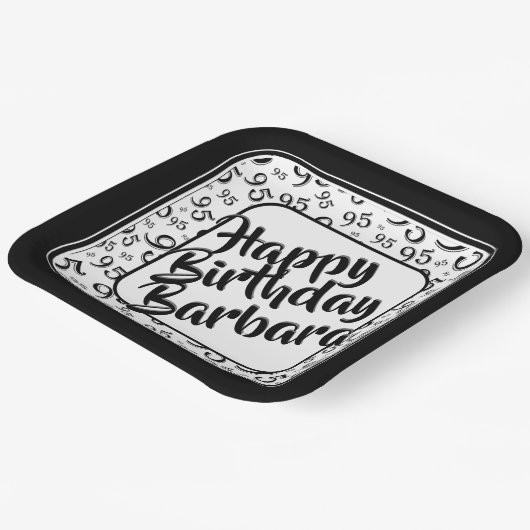 95e Partij Willekeurige Nummer Patroon Zwart/Wit Papieren Bordje (Gebogen)