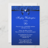 95e Surprise Party Royal Blue Sequins en Bow Kaart (Achterkant)