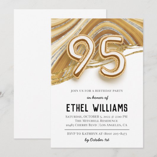 95e uitnodiging van de Birthday Party (Voorkant / Achterkant)