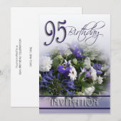 95e uitnodiging van de Birthday Party - Blue bouqu (Voorkant / Achterkant)