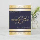 95e uitnodiging van de Birthday Party in Blue & Go (Staand voorkant)