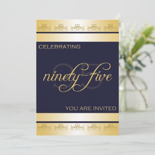 95e uitnodiging van de Birthday Party in Blue & Go (Staand voorkant)