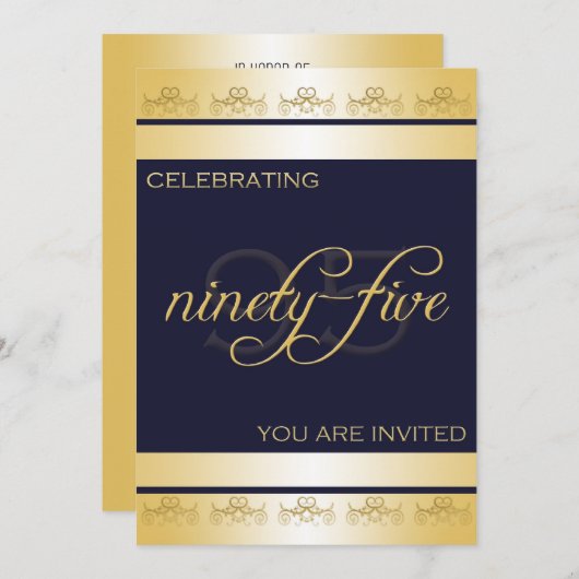 95e uitnodiging van de Birthday Party in Blue & Go (Voorkant / Achterkant)