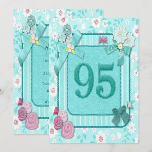 95e uitnodiging voor verjaardagsfeestje (Voorkant / Achterkant)