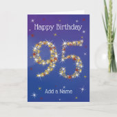 95e verjaardag - 95 in sterren - blauw - leeftijd kaart (Voorkant)