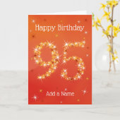 95e verjaardag - 95 in sterren - rood - 95 jaar kaart (Gele Bloem)