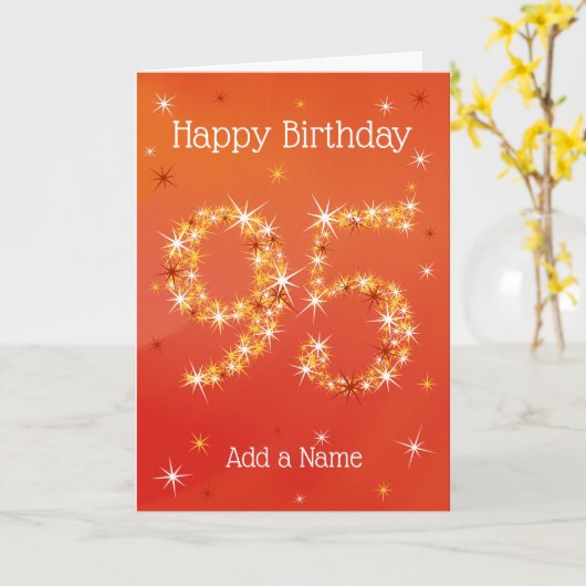 95e verjaardag - 95 in sterren - rood - 95 jaar kaart (Gele Bloem)