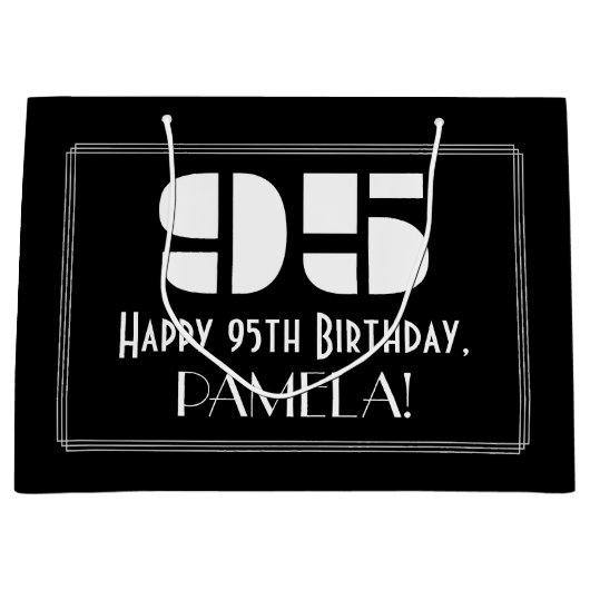 95e verjaardag ~ Art Deco geïnspireerd look "95" + Groot Cadeauzakje (Voorkant)
