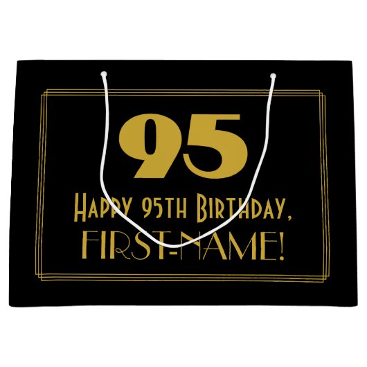 95e verjaardag — Art Deco Geïnspireerde look "95" Groot Cadeauzakje (Voorkant)