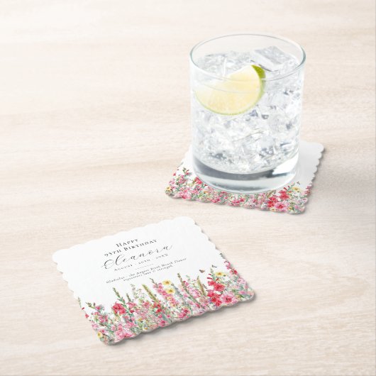 95e Verjaardag Augustus Geboorte Bloem Custom Kartonnen Onderzetters (Insitu)