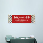 95e verjaardag Baseball, volwassene, naam rood Spandoek (Beurs)