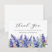 95e Verjaardag Blauw Juli Geboorte Bloem Custom Fl Bedankkaart (Voorkant / Achterkant)