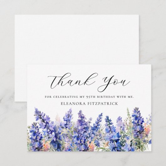95e Verjaardag Blauw Juli Geboorte Bloem Custom Fl Bedankkaart (Voorkant / Achterkant)
