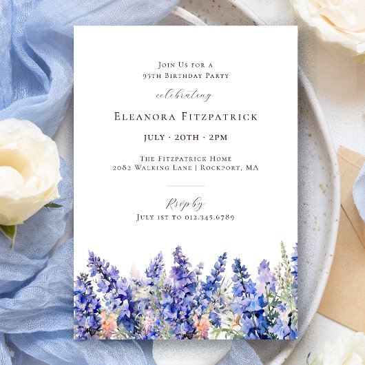 95e Verjaardag Blauwe Larkspur Juli Geboortebloem Kaart