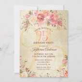 95e verjaardag Bloemen Roze Rozen Goud Shimmer Par Kaart (Voorkant)